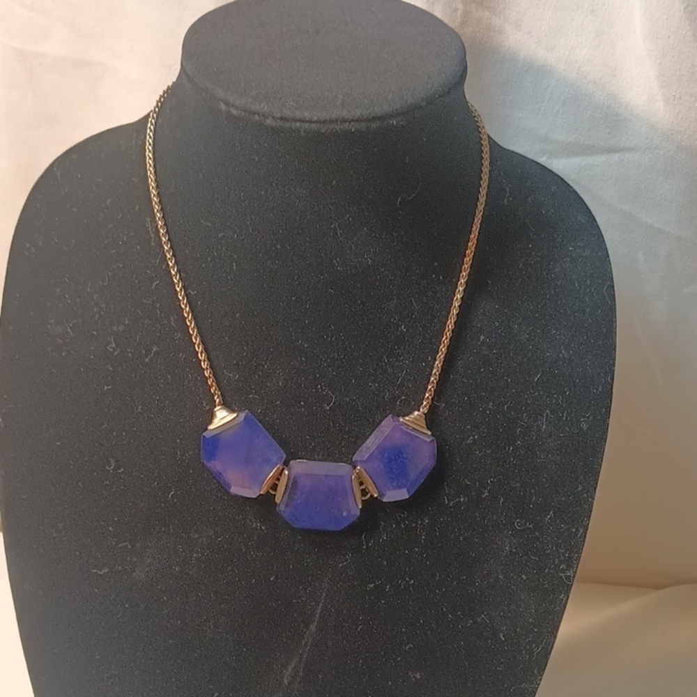 Vibrant Blue and Gold Necklace